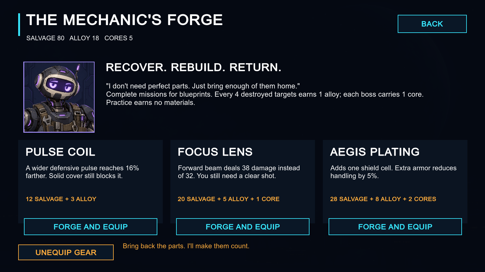 Forge equipment with the Mechanic