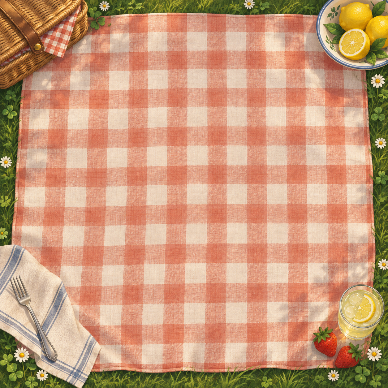 Sunlit picnic blanket